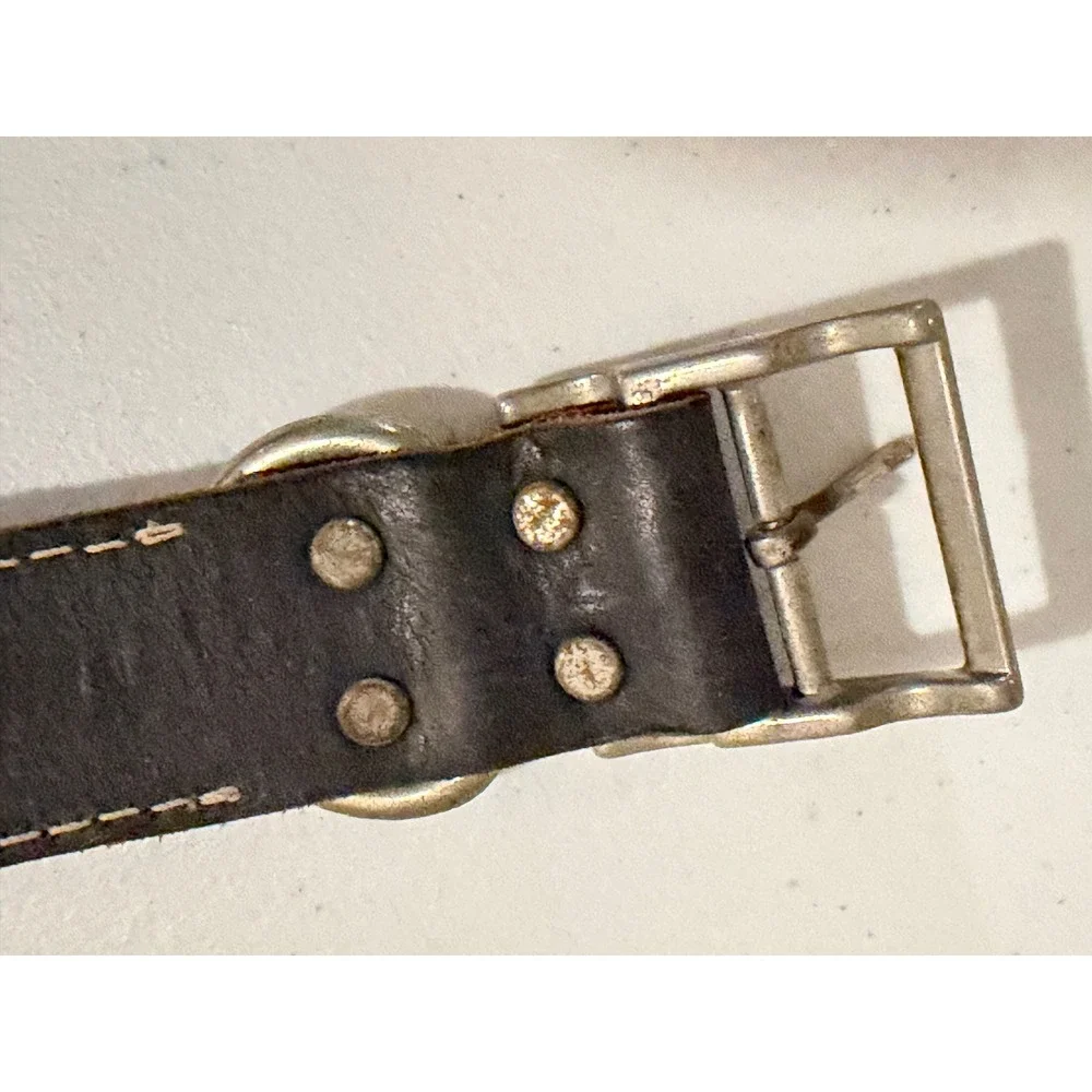 Mustang Studded Spiked Leather Dog Collar Brown